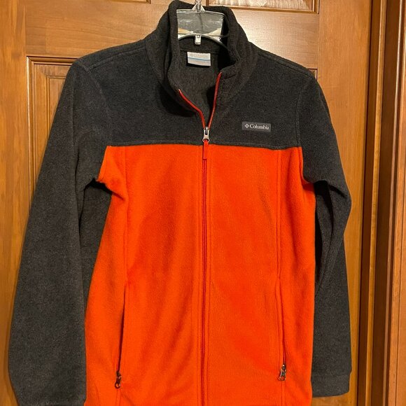 Boys L Columbia Fleece jacket EUC Orange and Gray (14/16) - Picture 2 of 6